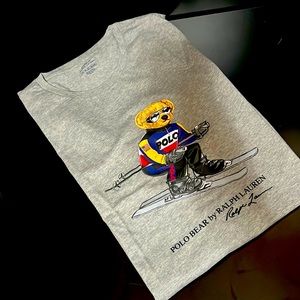 NEW Polo Ralph Lauren Ski Alpine Bear Mens Grey Gray T Shirt